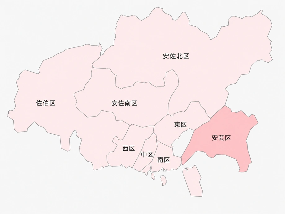 広島市の区分を示したイラスト地図