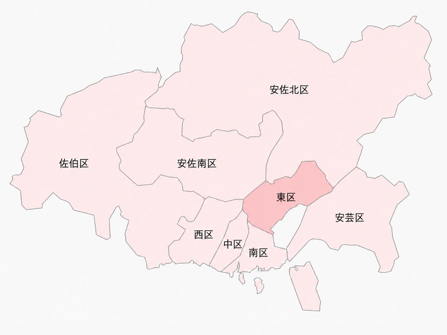 広島市の区分を示したイラスト地図