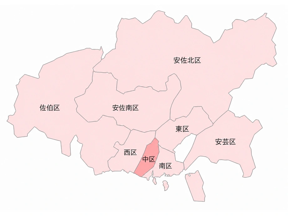 広島市の区分を示したイラスト地図