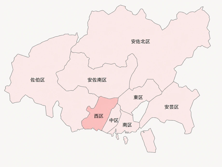 広島市の区分を示したイラスト地図
