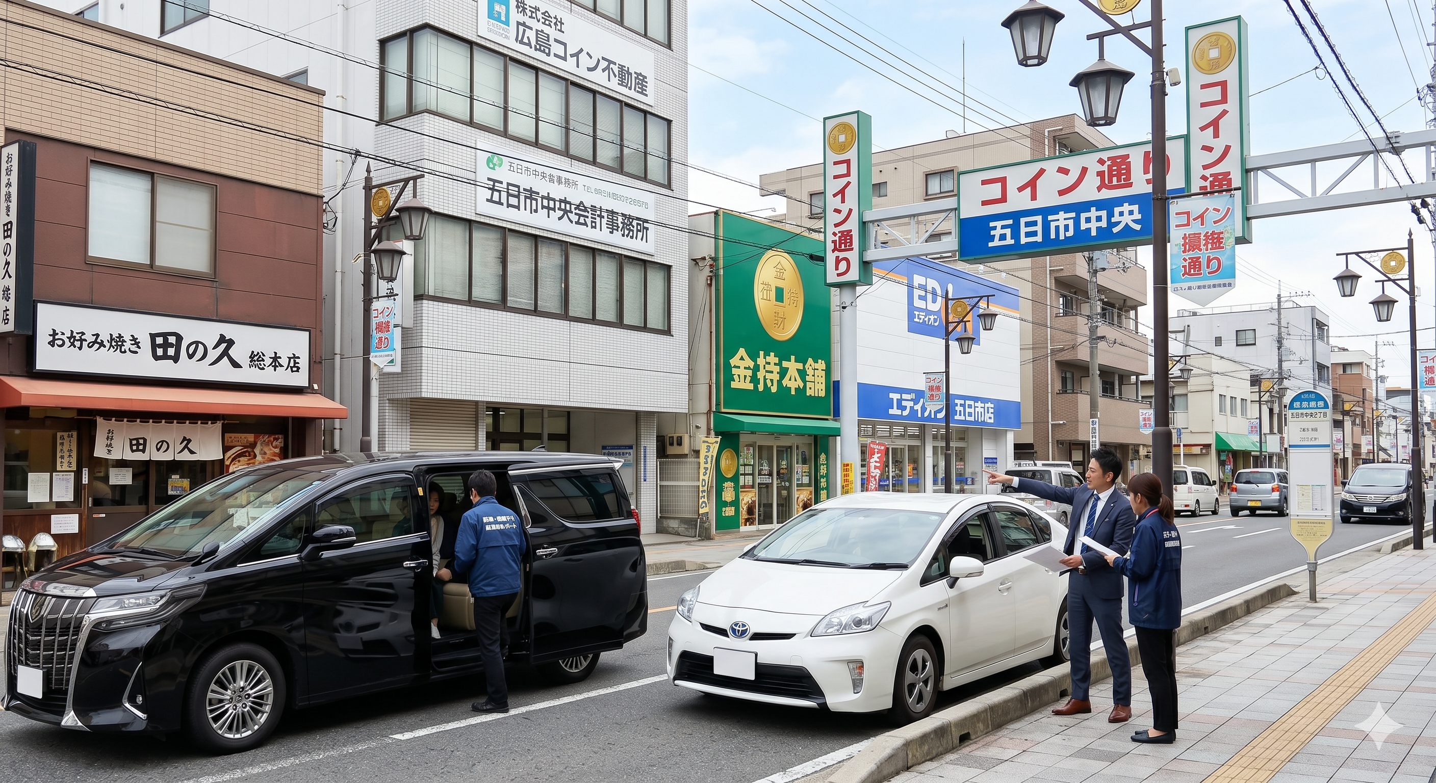 コイン通り周辺の店舗・事務所への配車