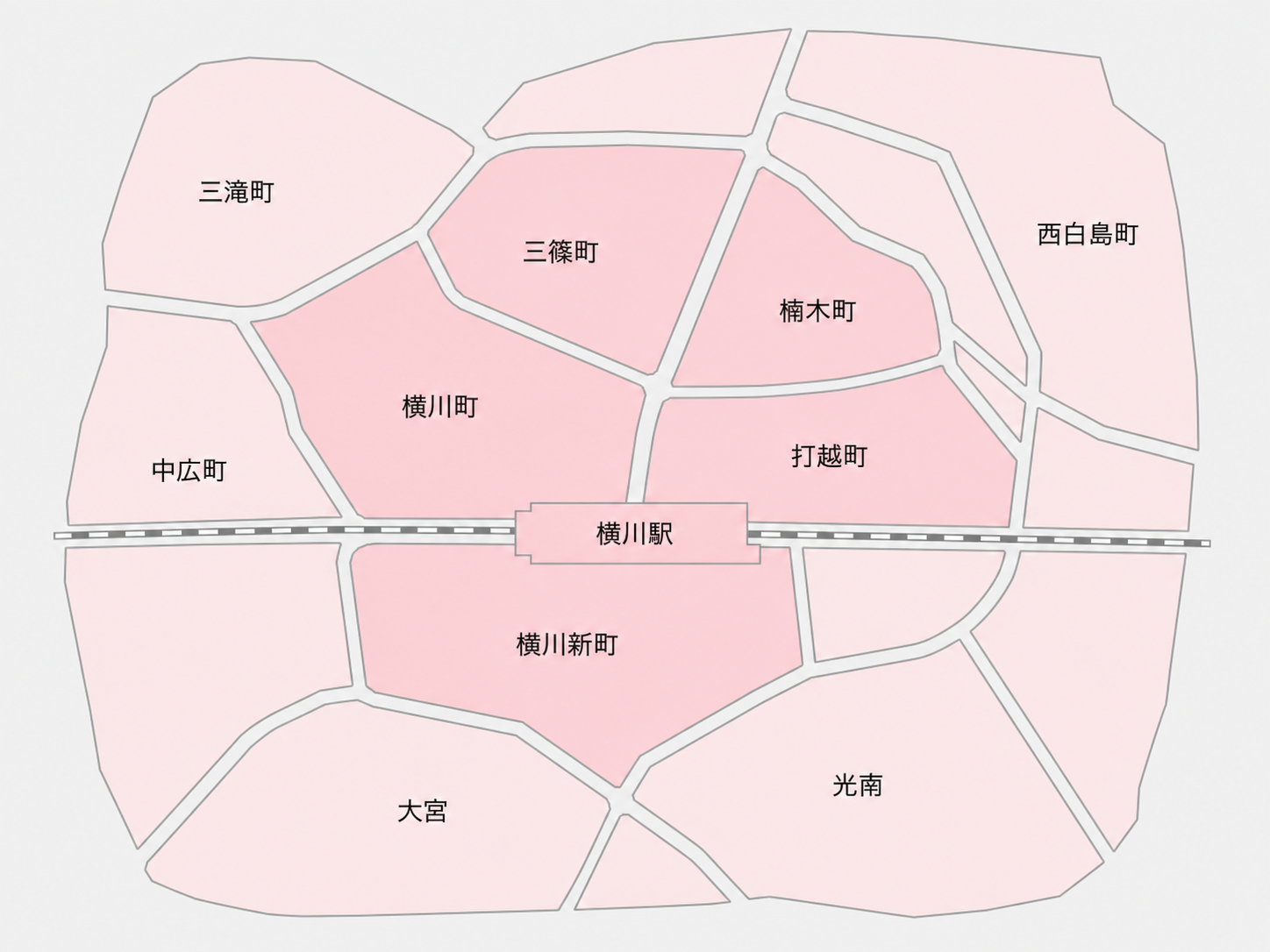 横川駅周辺の利用エリアを示したイラスト地図
