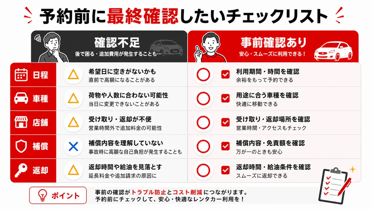 予約前に最終確認したいチェックリスト