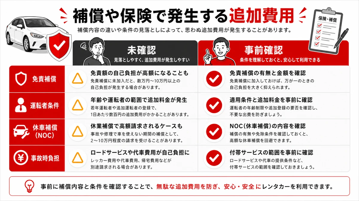 補償や保険で発生する追加費用