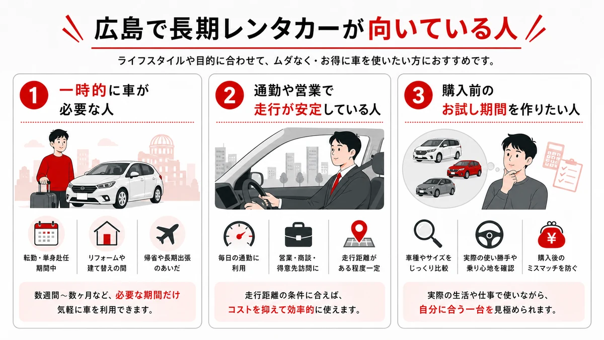広島で長期レンタカーが向いている人