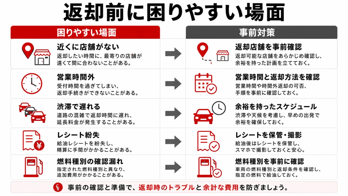 返却前に困りやすい場面