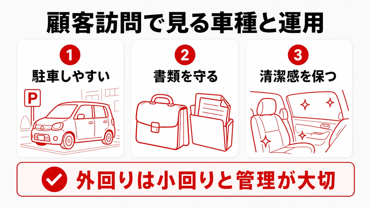 顧客訪問で見たい車種と運用