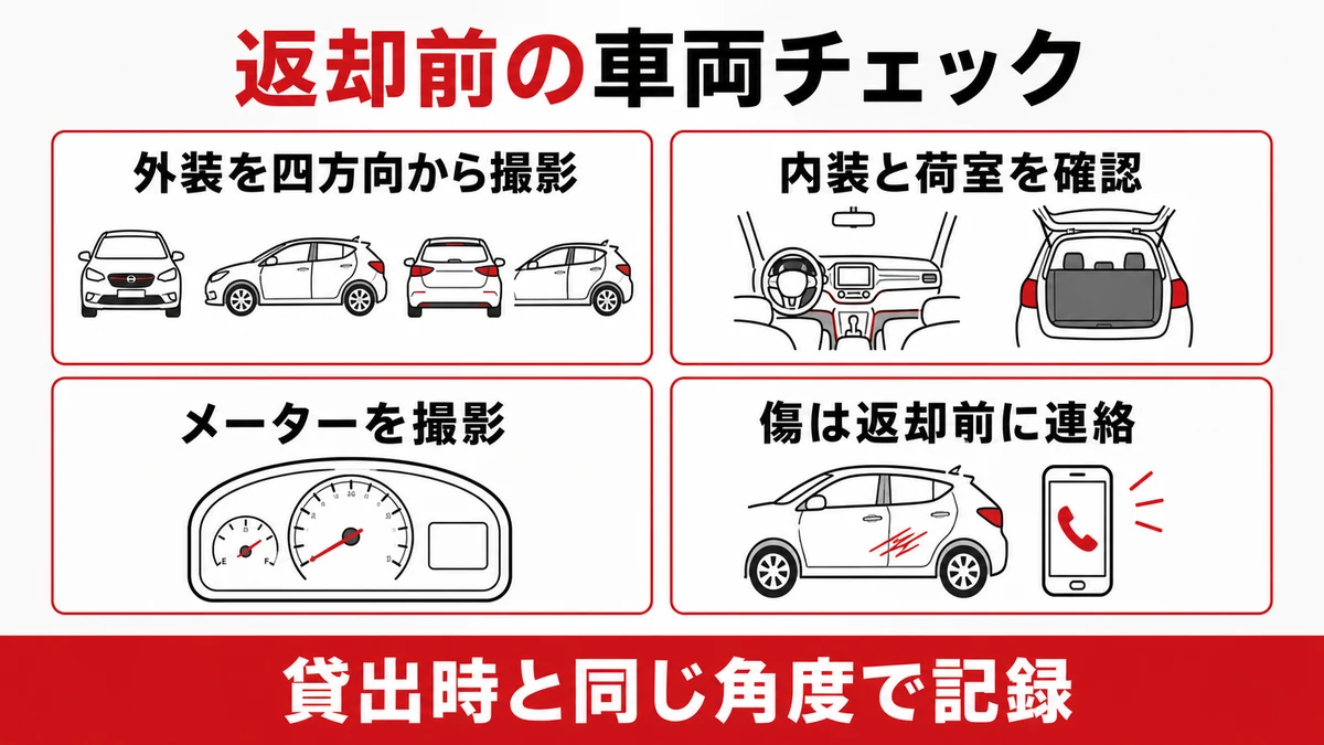 注意点1｜返却前に車両状態を記録する