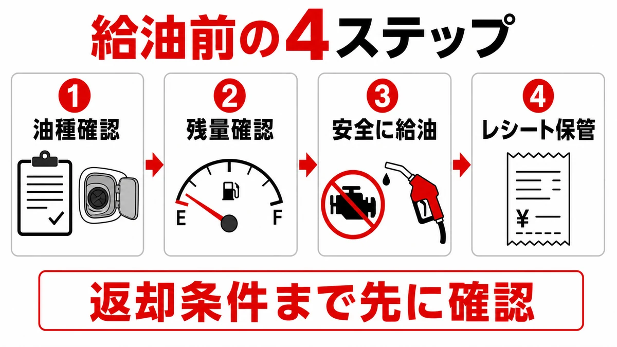 給油前に確認する4つのステップ