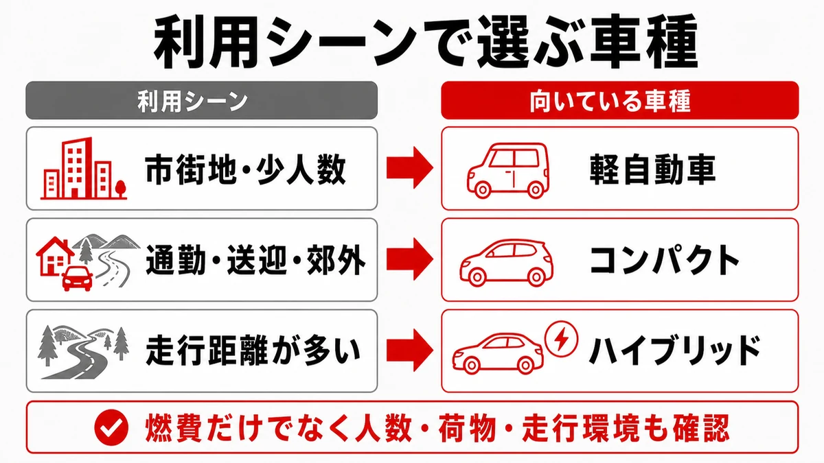 利用シーンで選ぶ車種