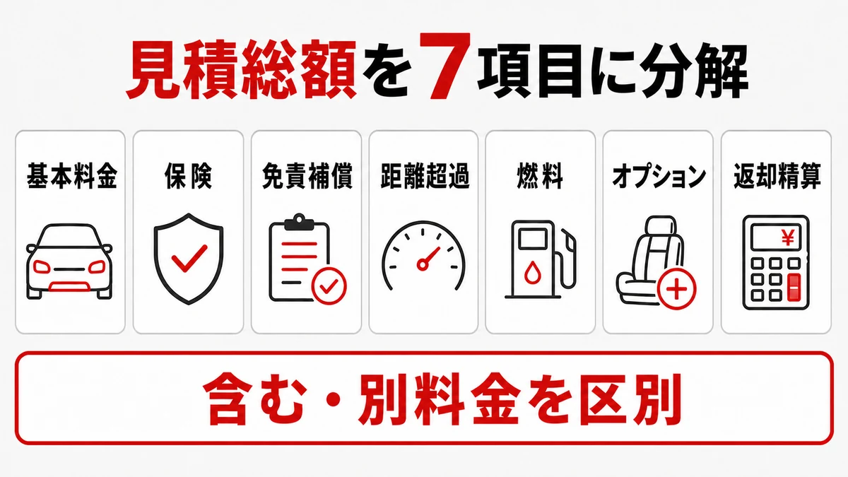 見積総額を7つの欄に分ける