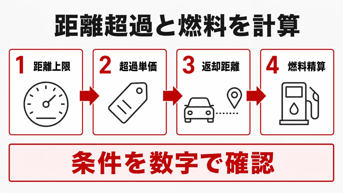 距離超過と燃料の計算条件を見る