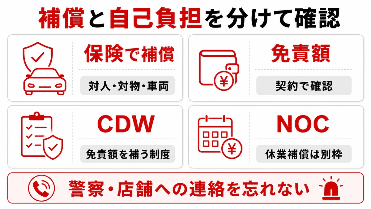 補償と自己負担を分けて確認する