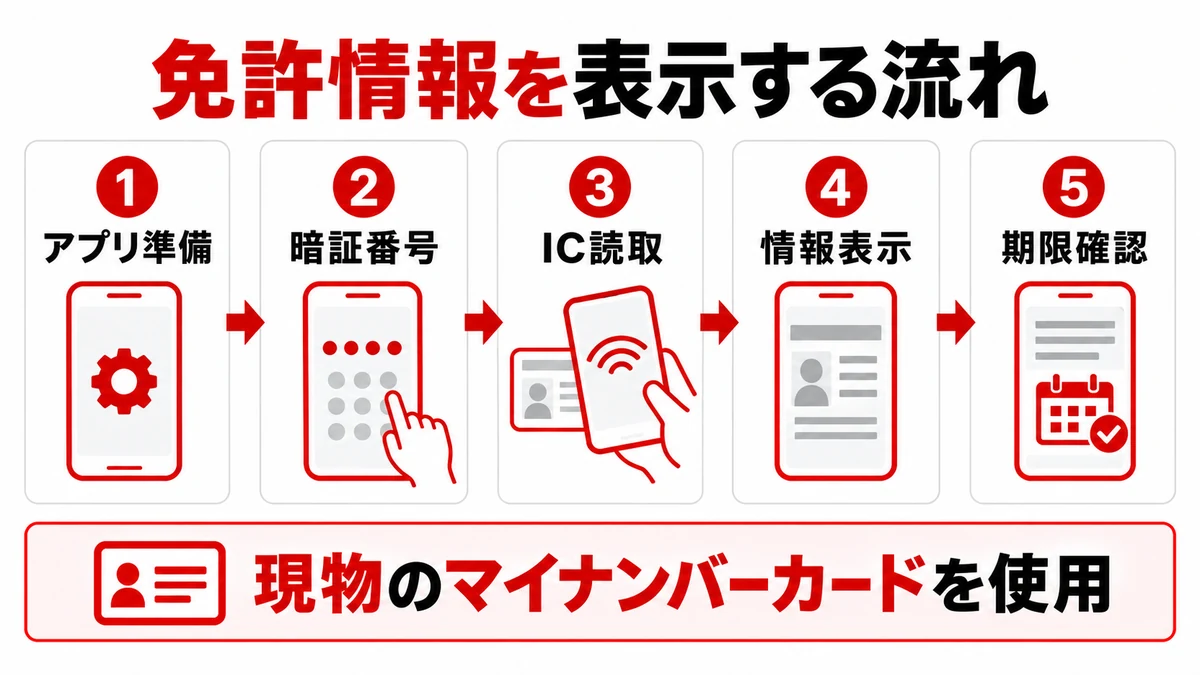 マイナ免許証の情報を表示する5ステップ