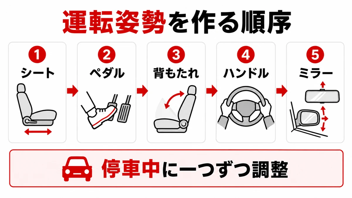 運転姿勢を調整する5ステップ