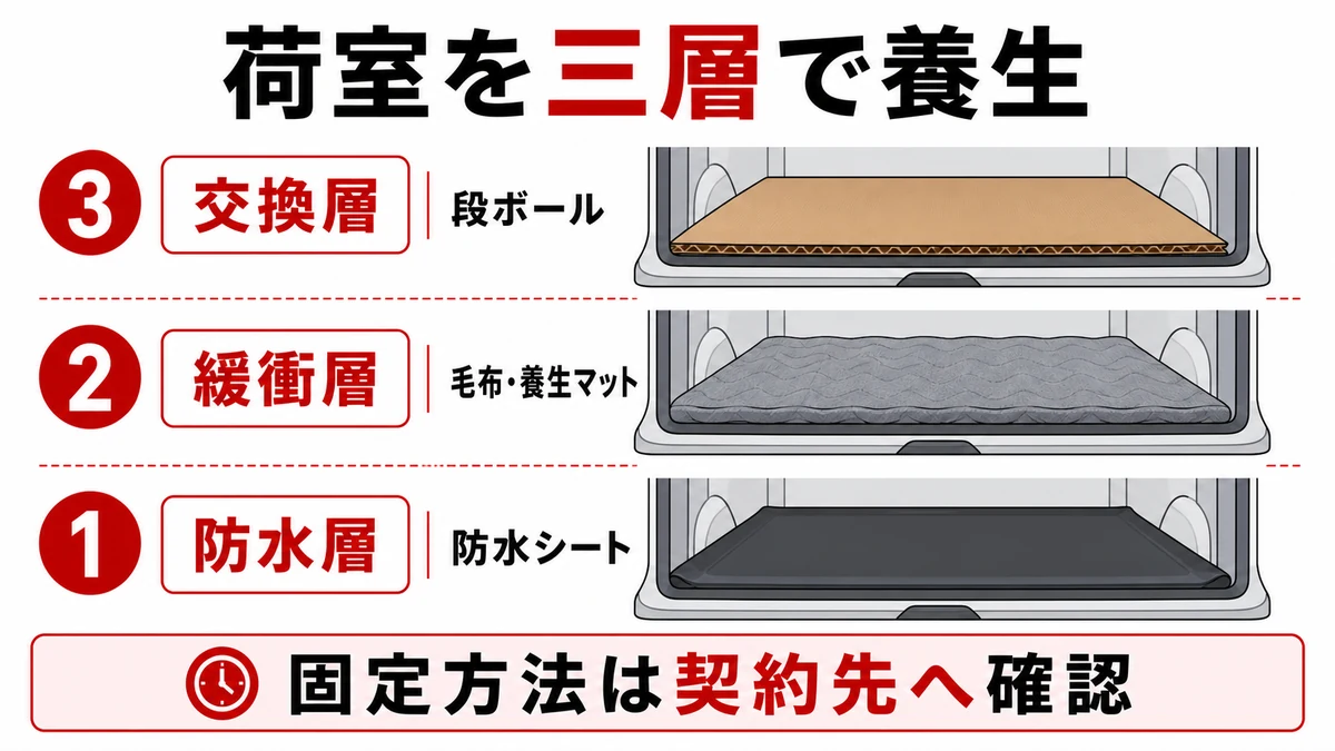 レンタカーの荷室を防水・緩衝・交換の三層で養生する方法